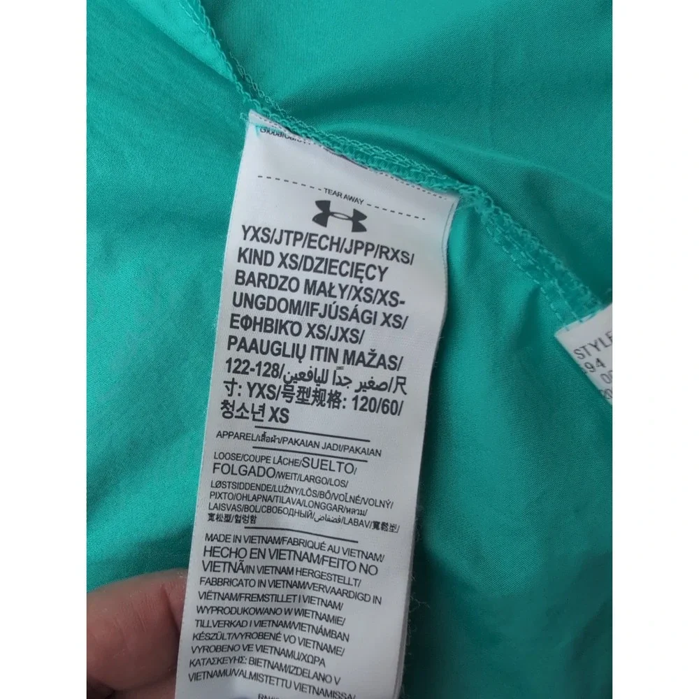 Under Armour UA Hooded Windbreaker Full zip Jacket Coat, Sz YXS Boys EXSmall EUC